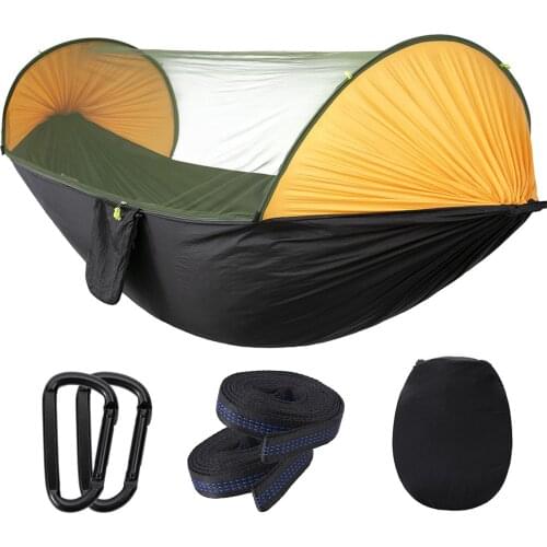 290X140cm Outdoor Camping Hammock With Mosquito Net Portable High Strength Parachute Fabric Hanging Bed Hunting Sleeping Swing