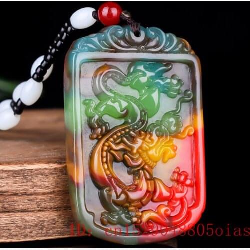Natural Color Hetian Jade Stone Dragon Pendant Necklace Chinese Jadeite Jewelry Charm Reiki Amulet Carved Gifts for Women Men