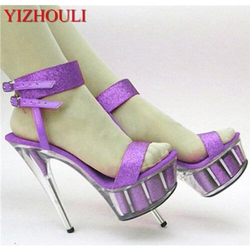 15cm sexy women motorcycle shoes strappy sandals platform rome dress dance shoes 5 inch Hand Made High Heel Shoes