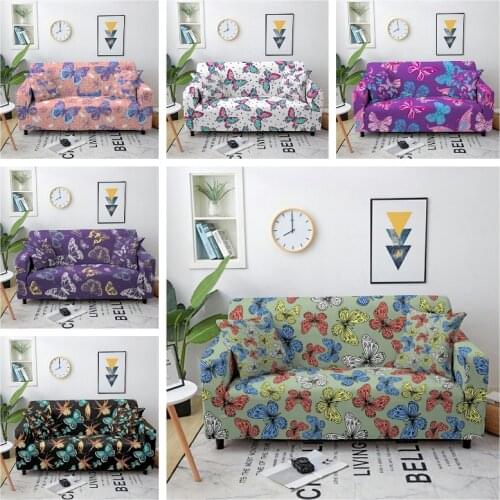 Muticolor Butterfly Sofa Cover Elastic Spandex Couch Cover Stretch Sofa Protector Modern Silpcover for Living Room