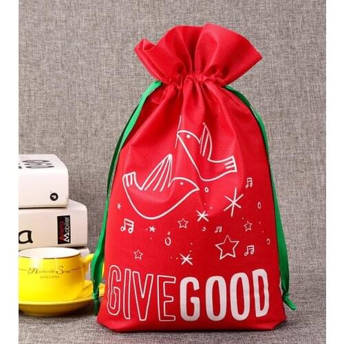 Christmas Gift Drawstring Bags Sack Reusable Holiday Presents Wrapping Toys Treasure Gift Ribbon Bags Party favor Decoration