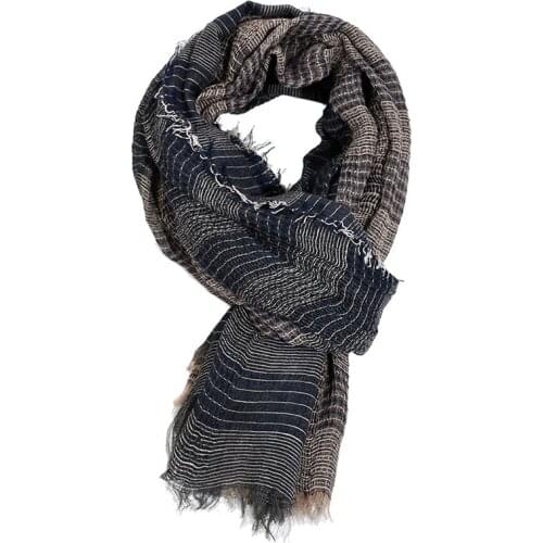 Autumn Winter Mens Scarf Striped Plaid Casual Cotton Tassel Luxury Scarves British Style Cashmere Shawl Bandana New Design