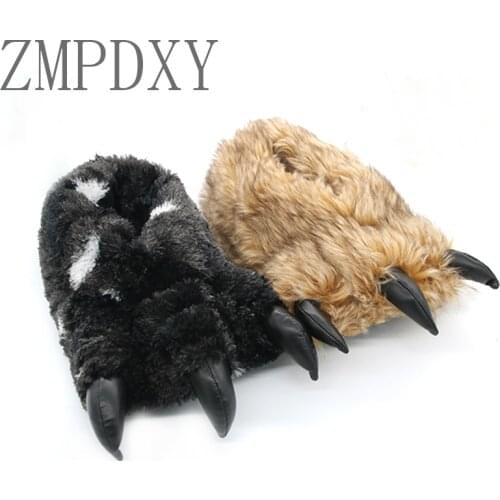 Women Winter Bear Claw Cotton Slippers Indoor Warm Fur Slides Animal Shoes Female Plush Slides Home Couple Shoes Plush Shoes Hot
