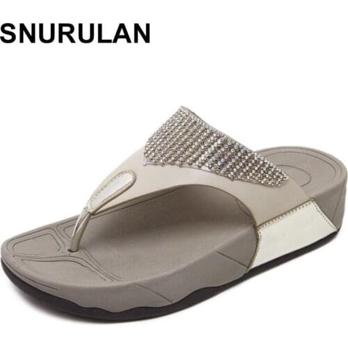 SNURULANSummer Womenshoes Fashion soft Womens slippers diamond non-slip comfortable Plus Size Woman slippers Female sandalsE443