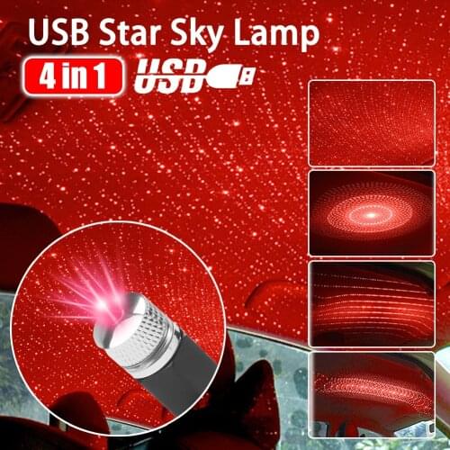 4 in 1 USB LED Car Roof Star Sky Night Light Projector Atmosphere Lamp Decorative Lamp Adjustable Multiple Lighting Effects