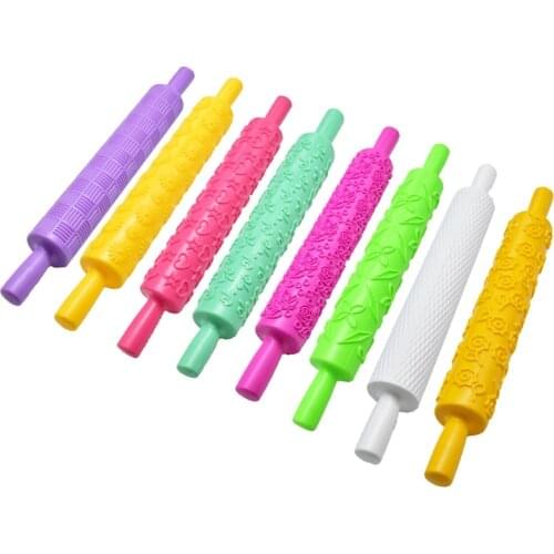 Embossing Rolling Pin Non-stick Plastic For Baking Cookie Noodle Biscuit Fondant Cake Decorating Dough Engraved Roller lace mold