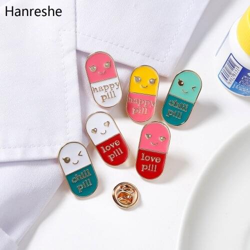 Creative Cute Pill Lettering Enamel Brooch Pin Alloy Jewelry Medical Campus Doctor Student Nurse Lapel Backpack Badge Pins Gifts
