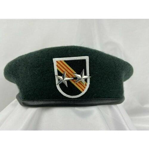 VIETNAM WAR US ARMY 5ST SPECIAL FORCES GROUP Blackish GREEN BERET 2 STAR MAJOR GENERAL MILITARY HAT Military Store