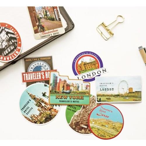 Vintage Series Traveler Stamp Stickers For Midori Travelers Notebook Decoration Retro Stationery Sticker Notebook Accessories