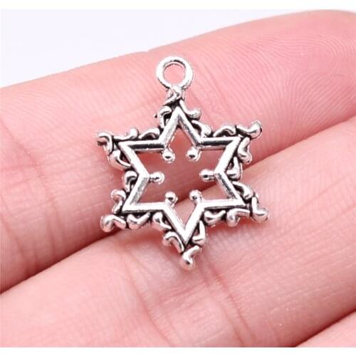 WYSIWYG 10pcs 22x16mm DIY Christmas Snowflake Pendants Antique Silver Color