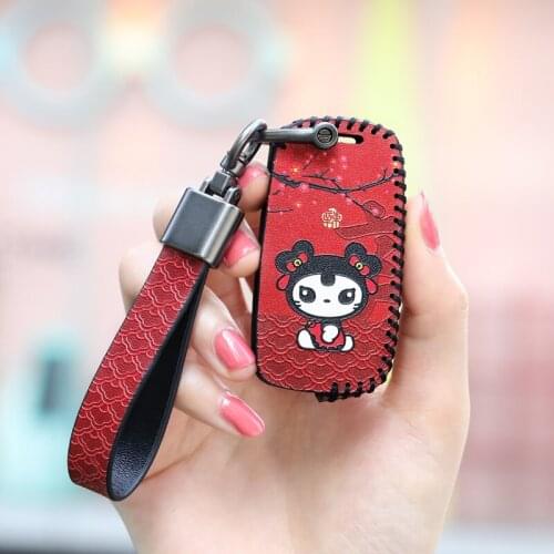 New Chinese Style Meow Family Cartoon Car Key Protective Shell For Volkswagen New Magotan Passat Sagitar Tiguan Lavida