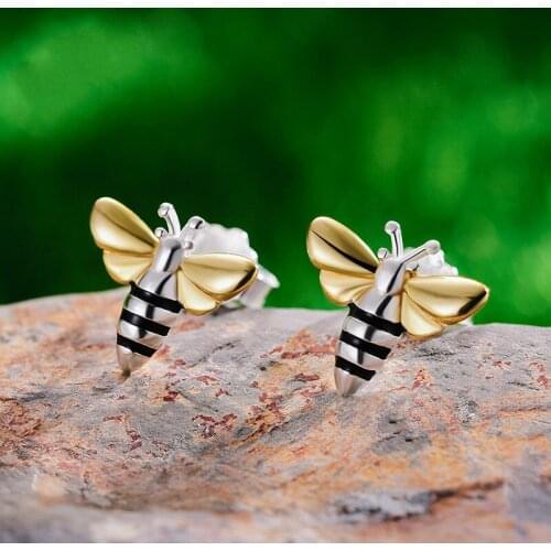 Wholesale S925 Honeybee Stud Earrings for Women Original 925 Sterling Silver Stud Earrings Set Prevent Oxidation Stud Earrings