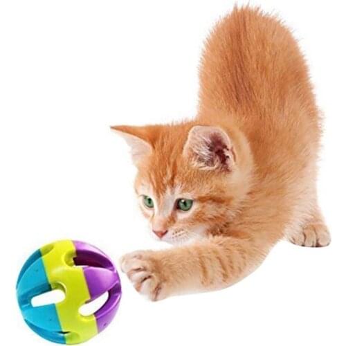 1pc Cat Ball Toy Plastic Pet Interactive Bell Decor Ball Toy Pet Playing Ball Kitten Toy Pet Supplies