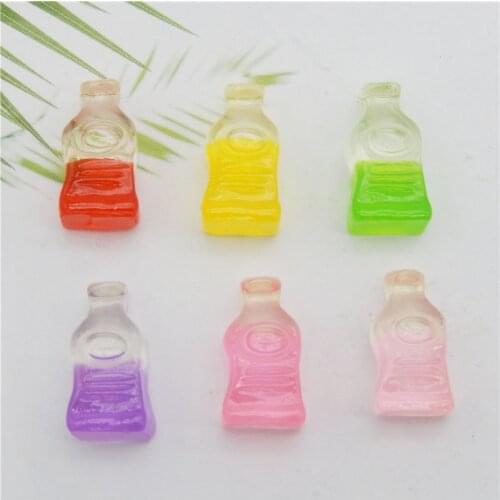 Julie Wang 10PCS Resin Drink Bottle Charms No Nail Random Mixed Two-color Artificial Bottle Pendants Jewelry Making Accessory