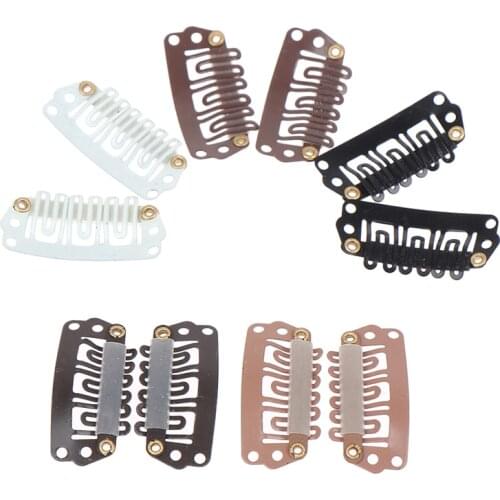 12Pcs/Lot Clip In Hair Extension Wig Clips For Human Hair Bangs Snap Hair Clips For Extensions Metal Comb For Closure