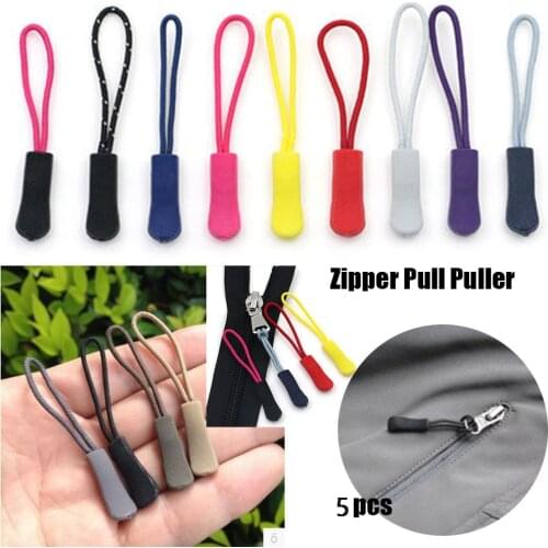 5Pcs Zipper Pull Puller End Fit Rope Tag Fixer Zip Cord Tab Replacement Clip Broken Buckle for Travel Bag Suitcase Tent