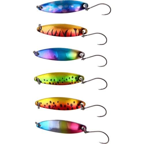 6PC Fishing Lures 40mm Artificial Bait Metal Spoon Lure Hard Baits Bass Pike Wobbler Crankbait Minnow Bait Pesca Fishing tackle