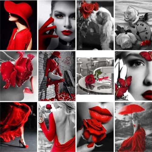 DIY Red Classic Craft 5D Diamond Painting Full Round Resin Mosaic Animal Diamante Embroidery Cross Stitch Kits Wall Decor Gift