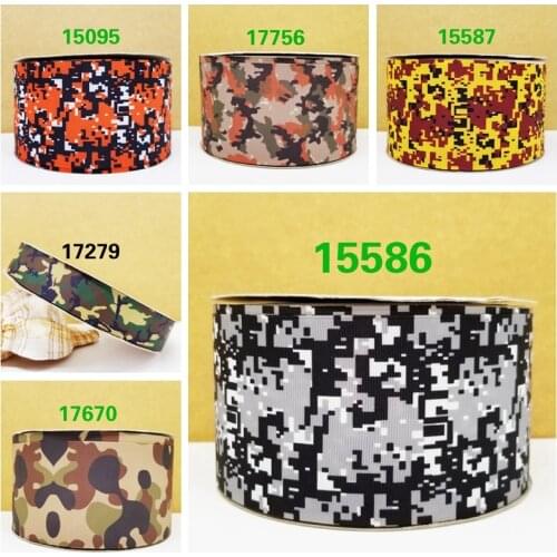 Free shipping 50 yard cartoon camoflage grey and white ribbon grosgrain ribbon 15093