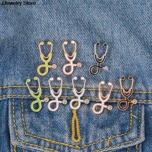 Nurse Pins Medical Brooches For Women Fashion Metal Stethoscope Enamel Jewelry Men Jackets Badges Accessories