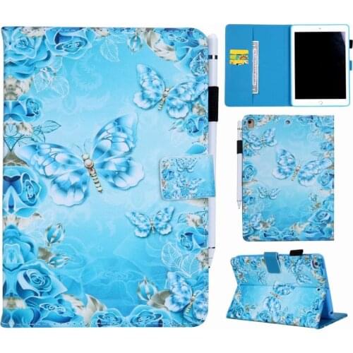 For IPad 9.7 Case 2017 2018 Ipad 5 6 Air 1 2 Pro 9.7 Kids Cartoon PU Leather Tablet Shell Flip Wallet Clip Stand Cover Funda+Pen