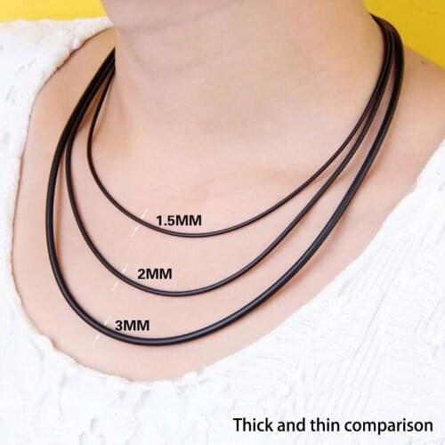 Black Rubber Leather Cord Choker/Necklace Accessories With 925 Sterling Silver Lobster Claw Clasp Connector Buckle DIY Jewelry