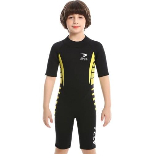 2.5MM One-Piece Childrens Short Diving Suit Boys Zipper Short-Sleeved Warm Neoprene Sunscreen Swimming Diving Surfing Suit