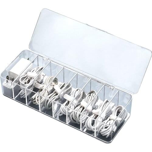 For Desktop Charger Cable Storage Box Organizer Storage Container Transparent Cable Storage Box Charging Cable Storage Masterly