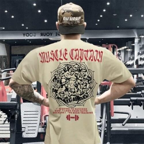 Mens Tshirt Loose Big Size Hip Hop Fitness Workout Streetwear Graphic Running T Shirts Punk Clothes Men Shirt