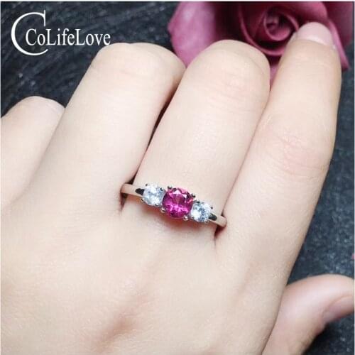 CoLife Jewelry Pink Topaz Ring for Young Girl 5mm VVS Natural Topaz Silver Ring Solid 925 Silver Topaz Jewelry Birthday Gift
