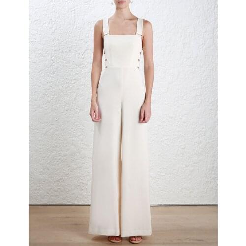 AEL Fashion Hollow Out Shoulder-straps Jumpsuits Wide Leg Pants 2017 Summer Elegant Slim Backless Women High Quality Clothes