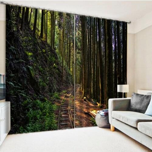 Beautiful Photo Fashion Customized 3D Curtains green forest curtain 3D Curtains For Living room Blackout curtain