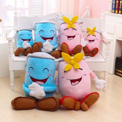 Creative Funny Cans Cylindrical Beverage Bottle Cartoon Plush Pillow Laughing Table Couple Backrest Creative Girl Birthday Gift
