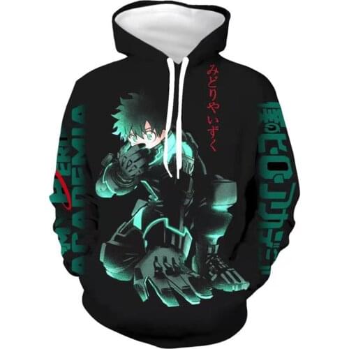 My Hero Academia Midoriya Izuku Cosplay Hoodie 3D Print Adult Sweatshirt Casual Streetwear Pullover