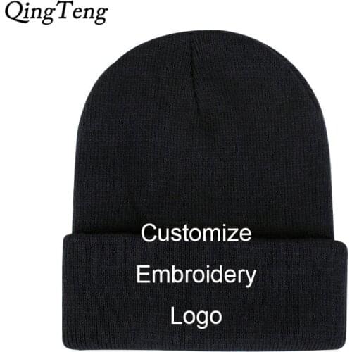 Custom Logo Mens Winter Hat Embroidery Letters Knitted Ladies Hats Beanies Stocking Hat Rasta Cap Skull Bonnet Hats For Men