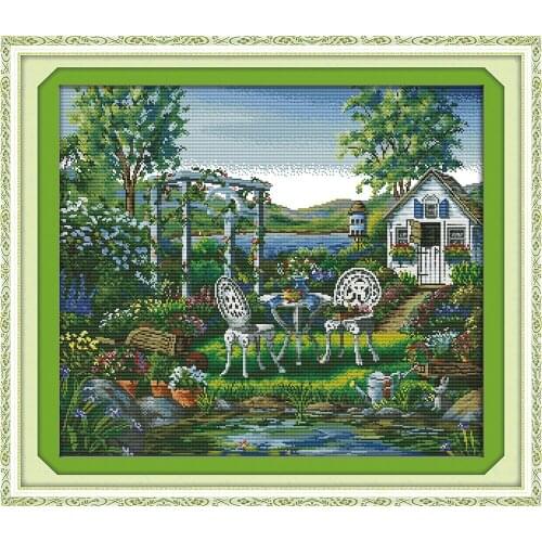Joy Sunday The holiday house Needlework DIY printing Landscape painting Cross stitch Sets For Embroidery kits Cross-Stitch Decor