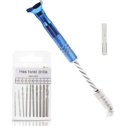 Semi-automatic Hand Drill Bit Set t Mini Twist Drills Rotary Tool Resin Crafts Q0KE