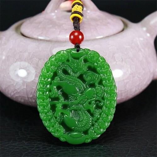 Natural Green Hand-carved Zodiac Dragon Jade Pendant Fashion Boutique Jewelry Men and Women Necklace Gift