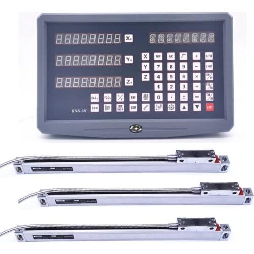 Complete Set SNS-3V 3 Axis DRO Digital Readout With 3 Pieces 0-1000mm High Precision Glass Linear Scale Encoder Ruler