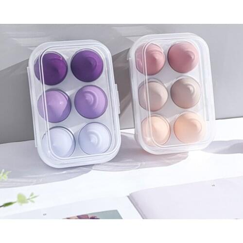 Transparent 6 Grids Travel Beauty Powder Puff Storage Box Makeup Egg Drying Case