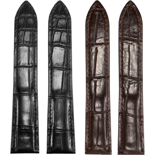 16 17 18 20 22 23 25mm Crocodile Leather Watchband Black Brown Strap For Tank Solo Santos-Dumont Series Male And Female Bracelet