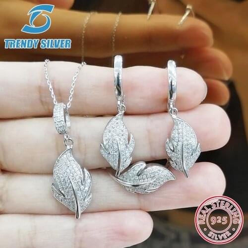 Complete pure 925 sterling silver zirconia clear CZ luxury jewelry set ring earrings for woman pendant necklace trendy design