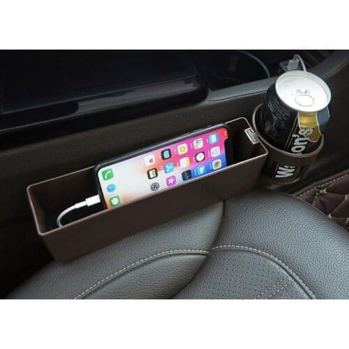 Seat Crevice Organizer Detachable Add More Storage Space Quilted Cup Holder Hole for Charger Cable Smartphones