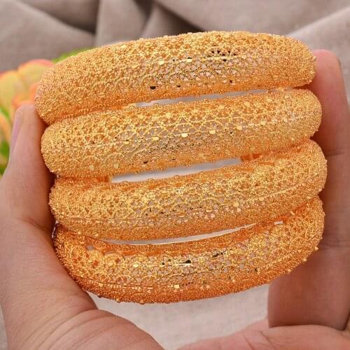 Wedding Gold Color Dubai Bangles For Women Arab Bride Ethiopian Cuff Bracelet Africa Bangles Arab Jewelry Gold Charm