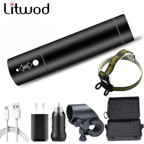 Led Head Flashlight Lamp XM -L T6 High Quality Torch Built in 18650 Rechargeable Battery Power Bank 2000lm 10W Bike Light