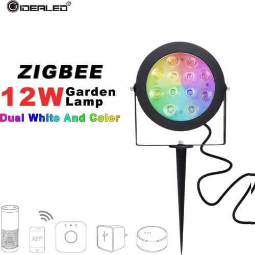 LED Garden lamp outdoor Light ZIGBEE 12W RGB CCT Warm White AC110-240V work with Alexa Echo Plus SmartThings App/Voice/Remote Co