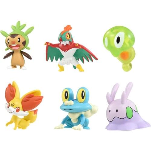 Takara Tomy MC Genuine Pokemon Anime Figures Chespin Fennekin Hawlucha PVC Action Figure Collections Model Dolls Toys Kids Gifts