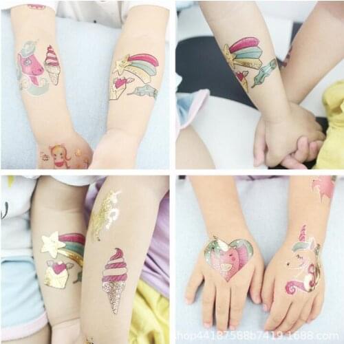 Tatoos rainbow Kids Tattoo Cartoon Rainbow Unicorn Fake Tattoo Sticker Set Temporary Tattoos Waterproof Art Tatoo Hand Arm