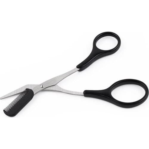Stainless Steel Eyebrow Trimmer Grooming Eyelash Thinning Shears Comb Face Hair Scissor Clip Cosmetic Makeup Tool