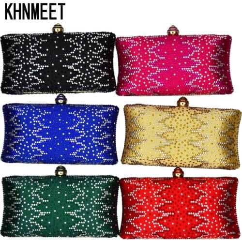 Stripe colorful Crystal Evening Bag Day Clutches Wedding Purse Rhinestones Wedding Handbag blue/red/black Cheap Day Clutch